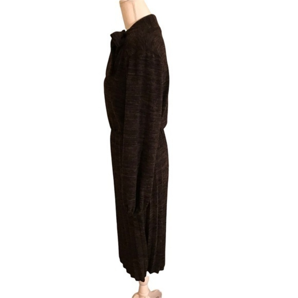 4. NWT Tacera tie neckline heather gray knife pleat long sleeves dress Size PS - Picture 4 of 10